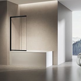 Шторка на ванну Vincea VSB-6E 90x140, стекло прозрачное, профиль черный - фото 1