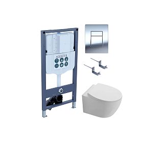 Комплект Акватек Сириус PNN 02: Инсталляция Pneumo N49 INSP-0000002 + Кнопка PNN-0000002 хром глянец + Унитаз Сириус AQ1582T-00 белый - фото 1