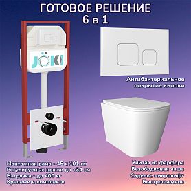 Комплект: Инсталляция JK45045 + Кнопка JK021531WM белая + Verna JK3021022 белый унитаз - фото 1