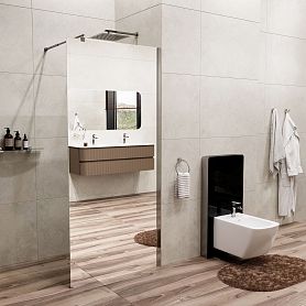 Душевая перегородка WasserKRAFT Rur 30W46-MR 110x200, стекло зеркальное, профиль графит - фото 1