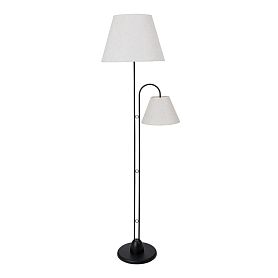 Торшер Arte Lamp Alea A5068PN-2BK, арматура черная, плафон ткань бежевая - фото 1