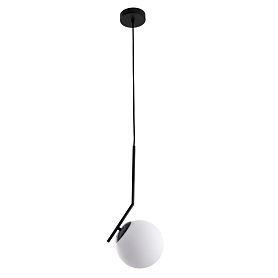 Подвесной светильник Arte Lamp Bolla-Unica A1923SP-1BK, арматура черный, плафон стекло белое - фото 1