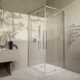 Душевой уголок Vincea Slim-N VSS-4SN 90x90, стекло прозрачное, профиль брашированный никель - фото 1