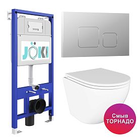 Комплект: Инсталляция JK01150 + Кнопка JK701528CH хром + Stella T JK1101010 белый унитаз, смыв торнадо - фото 1