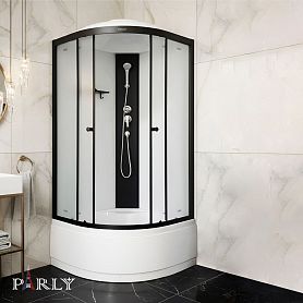 Душевая кабина Parly Bett B821 80х80, стекло матовое, профиль черный матовый, с крышей - фото 1