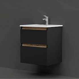 Тумба под раковину AM.PM X-Joy 55 подвесная, цвет черный матовый/дерево - фото 1