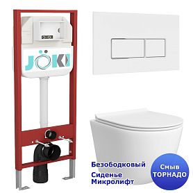 Комплект: Инсталляция JK45045 + Кнопка JK206549 белая / хром + Stella T JK1121064 белый унитаз, смыв торнадо - фото 1