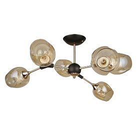 Подвесная люстра Arte Lamp Seppia A4211PL-6BK, арматура черная, плафон стекло янтарное - фото 1