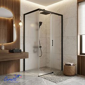 Душевой уголок Ceruttispa Vito 110BF R 108x78, стекло матовое, профиль черный матовый - фото 1