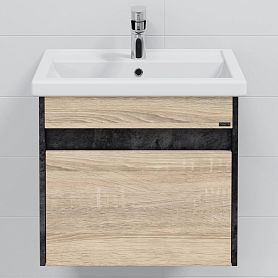 Тумба под раковину Санта Мира 60, цвет черное дерево / янтарное дерево - фото 1