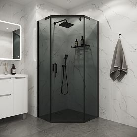 Душевой уголок Niagara Eco NG-1009-14DT 90х90, стекло тонированное, профиль черный матовый - фото 1