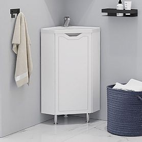 Тумба для раковины Corozo Мирра 40, угловая, цвет белый - фото 1