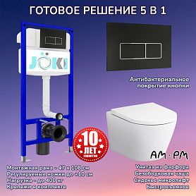 Комплект: AM.PM Sense C741701SC унитаз+Инсталляция JK03553+Кнопка JK205552 черная/хром - фото 1