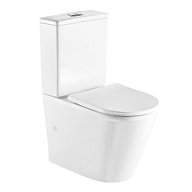 Унитаз-компакт Weltwasser Salzbach 011 XL GL-WT напольный, безободковый, смыв Торнадо, с сиденьем микролифт, цвет белый глянец - фото 1