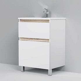 Тумба под раковину AM.PM X-Joy 60 напольная, цвет белый глянец/дерево - фото 1