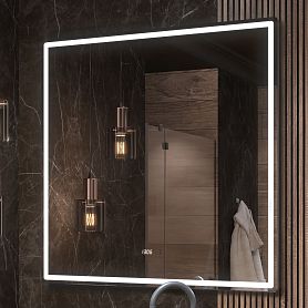 Зеркало Vigo Roberta Luxe 100x100, с подсветкой, функцией антизапотевания, диммером и часами - фото 1