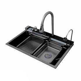 Многофункциональная кухонная мойка CeruttiSPA Gloria II Nano Black, 75x46 см, цвет графит - фото 1