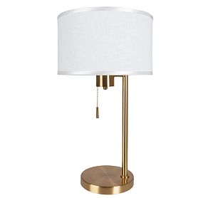 Декоративная настольная лампа Arte Lamp Proxima A4031LT-1PB, арматура полированная медь, плафон ткань белая - фото 1