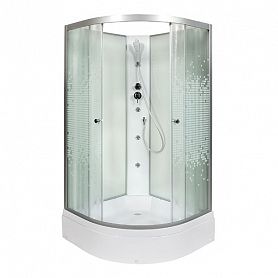 Душевая кабина Deto L710N 100x100, стекло матовое с узором, профиль хром матовый, с гидромассажем, без крыши - фото 1