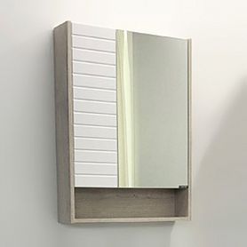 Шкаф-зеркало Comforty Клеон 60, цвет белый / дуб дымчатый - фото 1