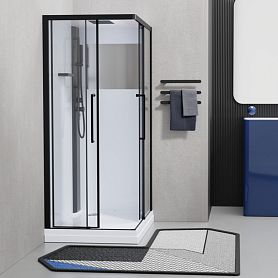 Душевая кабина Esbano Muse ESM-90CKR 90x90, стекло прозрачное, профиль черный, с крышей - фото 1