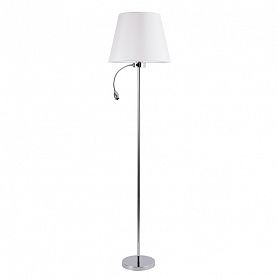 Торшер Arte Lamp Elba A2581PN-2CC, арматура хром, плафон ткань белая, 38х38 см - фото 1