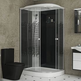 Душевая кабина Niagara Eco NG-4512-14 L Black 120х80, левая, стекло мозаика, профиль серебро, с крышей - фото 1