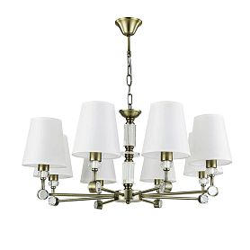 Подвесная люстра Arte Lamp Brocca A4093LM-8AB, арматура античная бронза, плафон ткань белая - фото 1