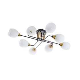 Потолочная люстра Arte Lamp Andrea A8141PL-8BK, арматура черный, плафон стекло белое - фото 1