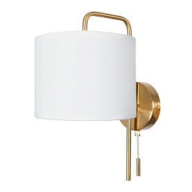Бра Arte Lamp Rupert A5024AP-1PB, арматура полированная медь, плафон ткань белая - фото 1