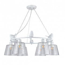 Подвесная люстра Arte Lamp Passero A4289LM-6WH, арматура белая, плафоны стекло дымчатое, 83х83 см - фото 1