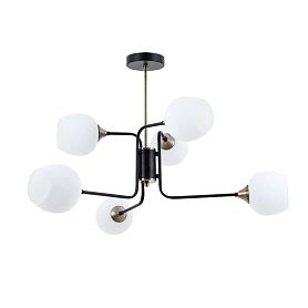 Подвесная люстра Arte Lamp Skat A3564PL-6BK, арматура черная, плафон стекло белое - фото 1