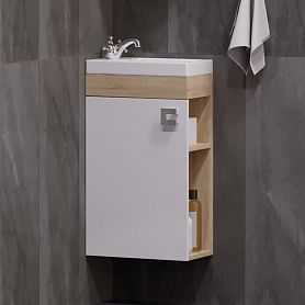 Тумба под раковину Corozo Комо 40, цвет белый / дуб сонома - фото 1