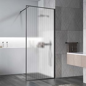 Душевая перегородка Vincea Walk-In VSW-1HP 100x200, стекло рифленое, профиль вороненая сталь - фото 1