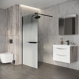 Душевая перегородка Niagara Nova NG-582-10 Black 100х200, стекло с белым градиентом, профиль черный матовый - фото 1