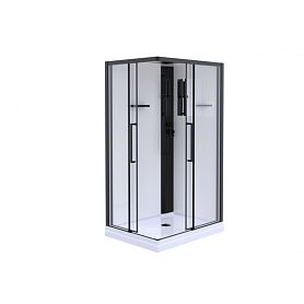 Душевая кабина Esbano Muse ESM-108CKR 100x80, левая, стекло прозрачное, профиль черный, с крышей - фото 1