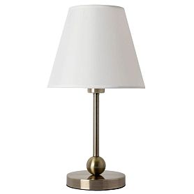 Кабинетная настольная лампа Arte Lamp Elba A2581LT-1AB, арматура античная бронза, плафон ткань белая - фото 1