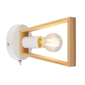 Настенный светильник Arte Lamp Brussels A8030AP-1WH, арматура белый, плафон дерево бежевое - фото 1