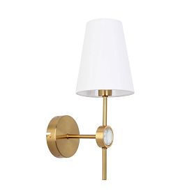 Бра Arte Lamp Daniella A4104AP-1PB, арматура полированная медь, плафон ткань белая - фото 1