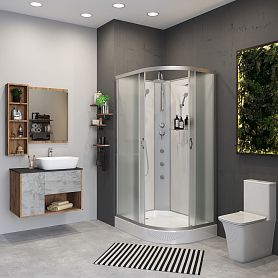 Душевая кабина Niagara Classic NG-3312-14LBKTG 120х80, левая, стекло матовое, профиль серебро, без крыши, с гидромассажем - фото 1