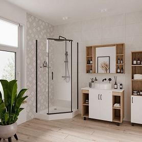 Душевой уголок Niagara Nova NG-6805-08 BLACK 90x90, стекло прозрачное, профиль черный - фото 1