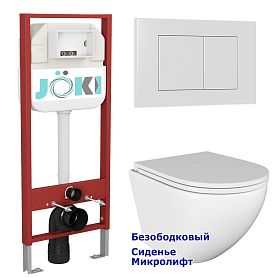 Комплект: Инсталляция JK45045 + Кнопка JK020522WM белая + Stella JK1021007 белый унитаз - фото 1