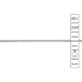 Магнитный трековый светильник Arte Lamp Optima A7264PL-1WH, арматура белый  - фото 1