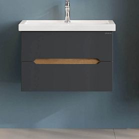 Тумба под раковину Оника Айленд 70, подвесная, цвет графит / дуб крафт золотой - фото 1