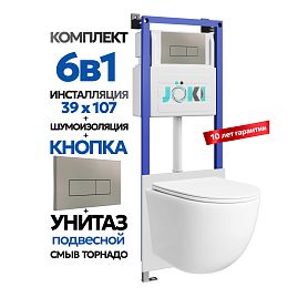 Комплект: Инсталляция JK04054+Кнопка JK204546 сталь+Stella T JK1121064 белый унитаз, смыв торнадо - фото 1