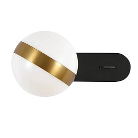 Бра Arte Lamp Furud A2125AP-1BK, арматура черный, плафон стекло белый - фото 1