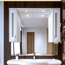 Шкаф-зеркало Бриклаер Бали 120x83, с подсветкой, цвет светлая лиственница / белый - фото 1