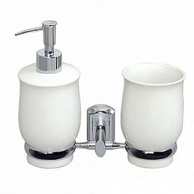 Дозатор WasserKRAFT K-24189 для жидкого мыла со стаканом, цвет хром / белый - фото 1