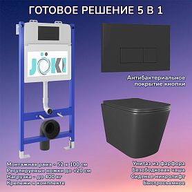 Комплект: Инсталляция JK03351 + Кнопка JK203507BM черный + Verna Black JK3021028MB унитаз черный - фото 1
