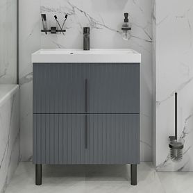 Тумба под раковину Санта Юпитер 70, напольная, 2 ящика, цвет графит матовый - фото 1